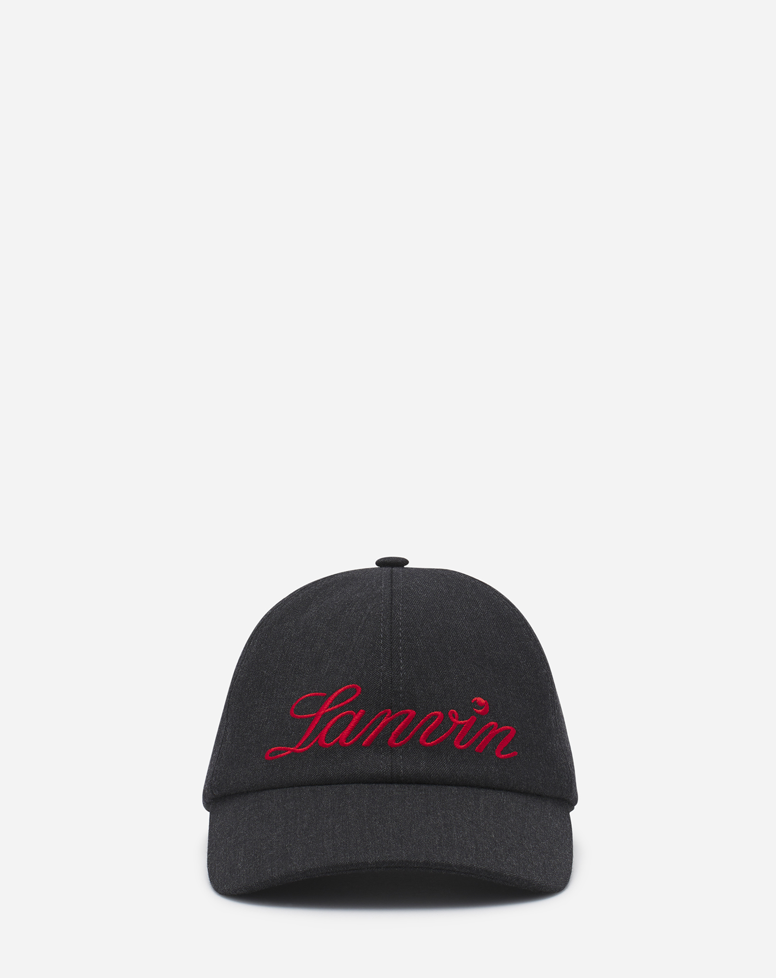 Shop Lanvin Casquette  Script En Laine Pour Homme In Anthracite/rouge