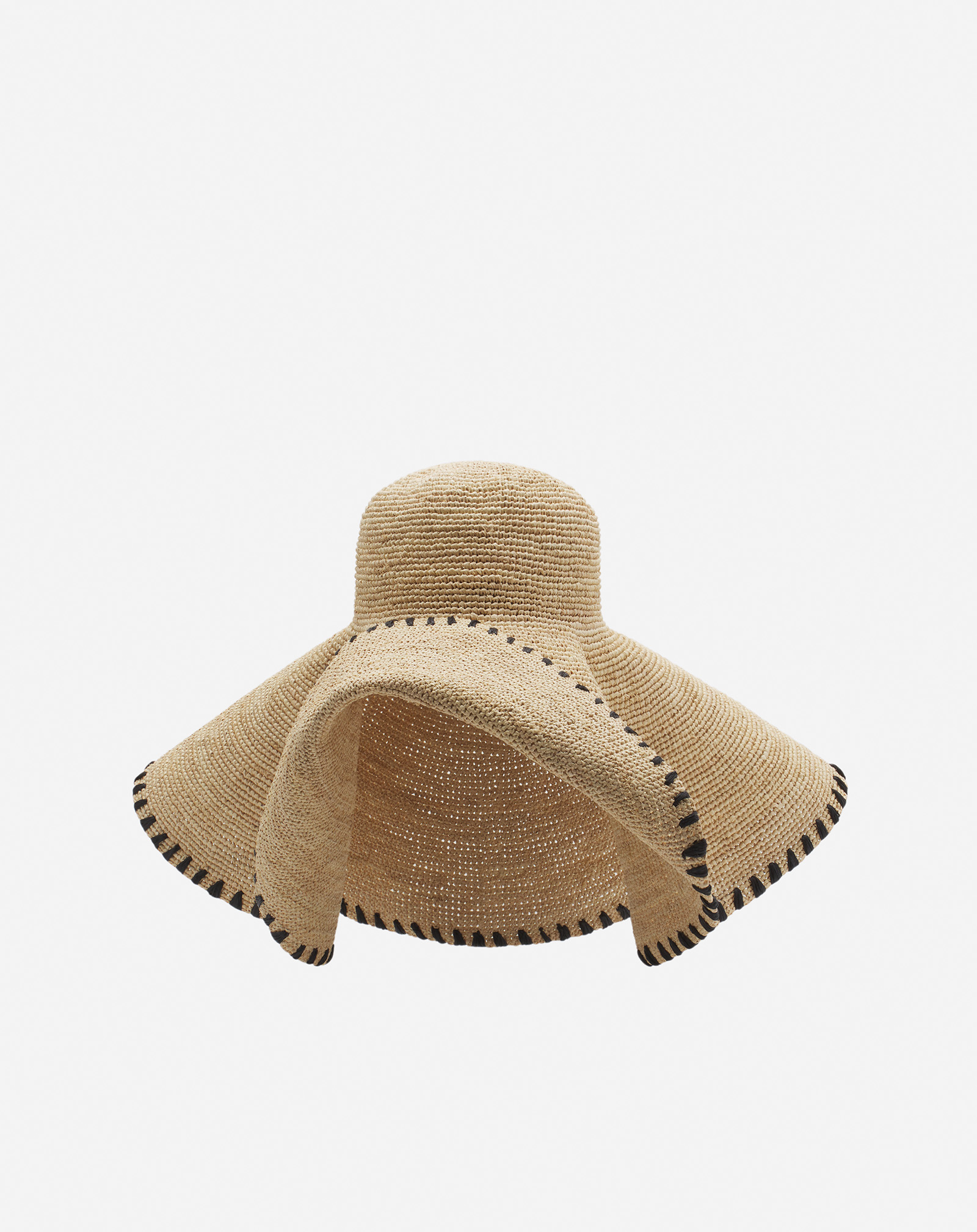 Shop Lanvin Chapeau Capeline  En Raphia Pour Femme In Naturel/noir