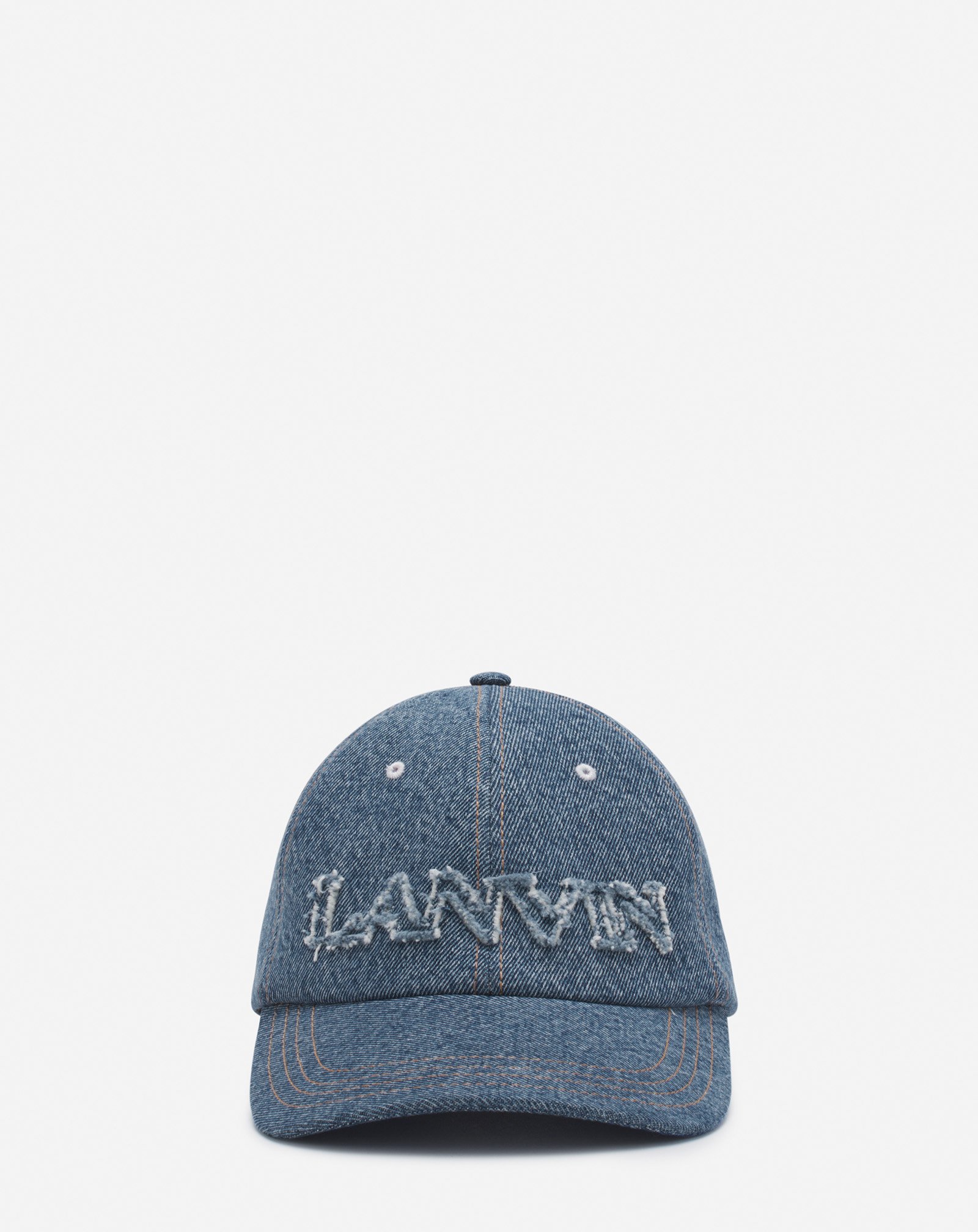 Shop Lanvin Casquette  En Denim Pour Femme In Bleu Jean