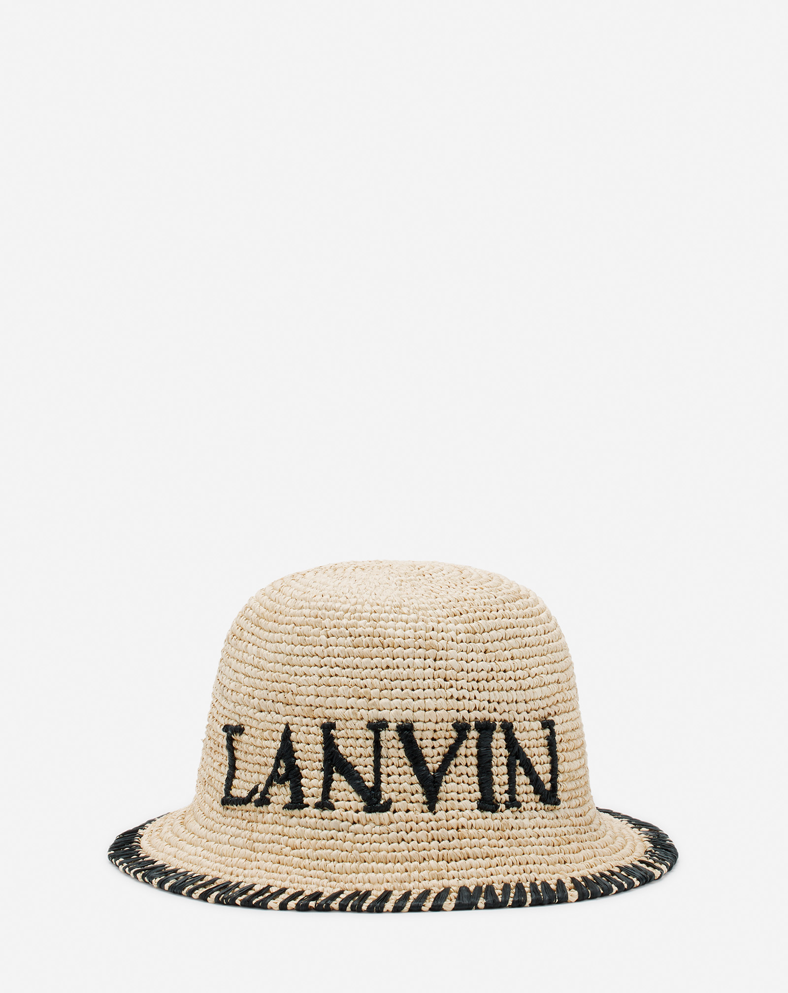 Shop Lanvin Bob  En Raphia Pour Femme In Naturel/noir