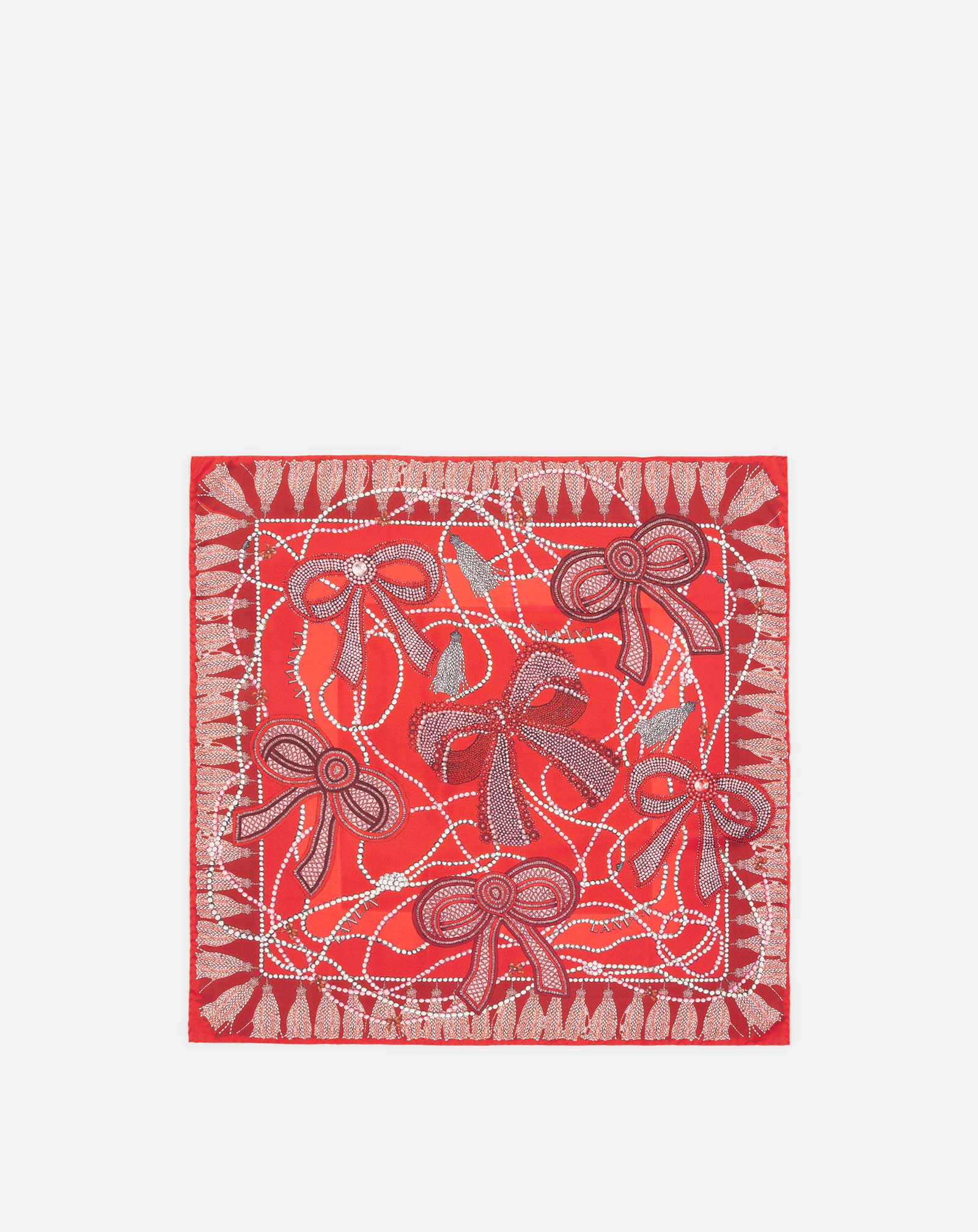 Lanvin Silk Scarf With Curb Laces Print For Women In Red