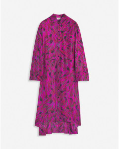 PRINTED SHIRT DRESS WITH PLEATS
