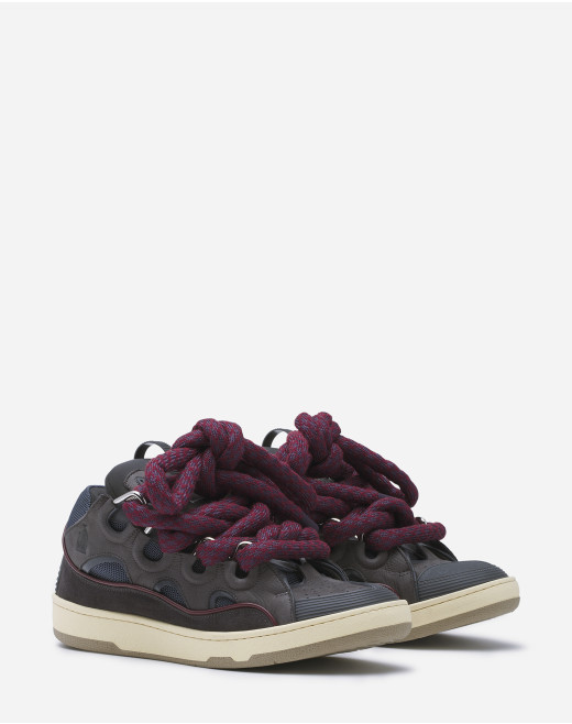 SNEAKERS CURB EN CUIR LACETS SNAKE