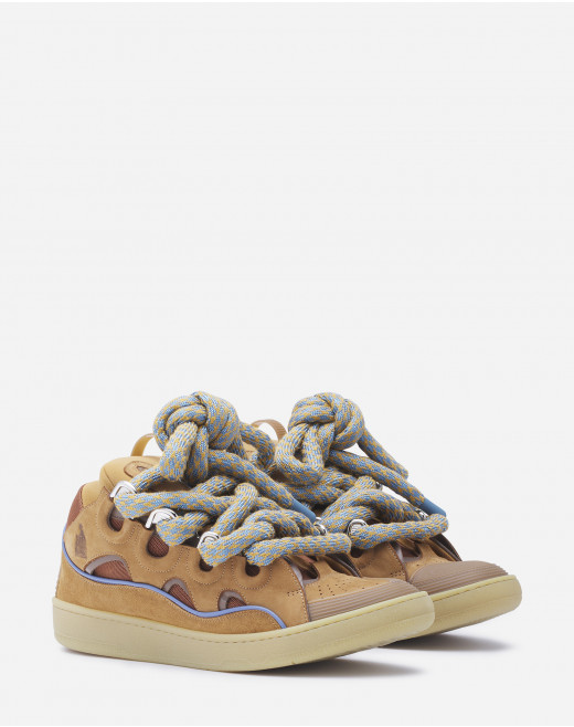 CURB SNEAKERS IN LEATHER WITH SNAKE LACES