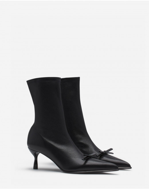 LANVIN BOW ANKLE BOOTS IN LEATHER
