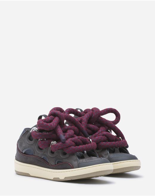 CURB SNEAKERS IN LEATHER WITH SNAKE LACES