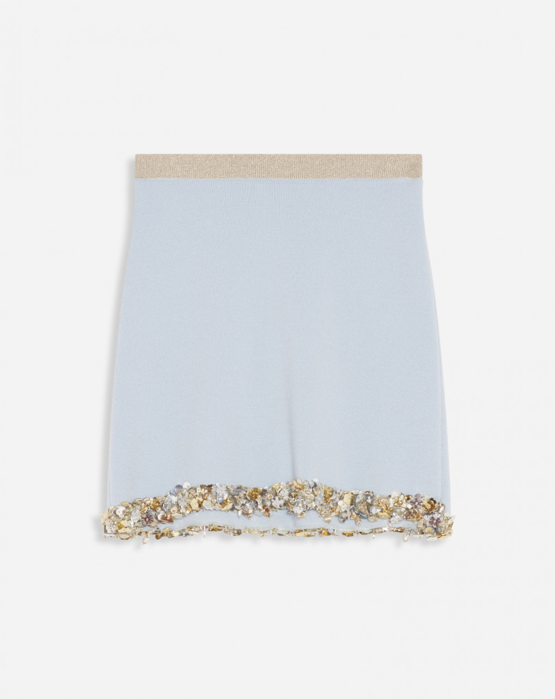 Mini Knit Skirt With Embroidered Braid 