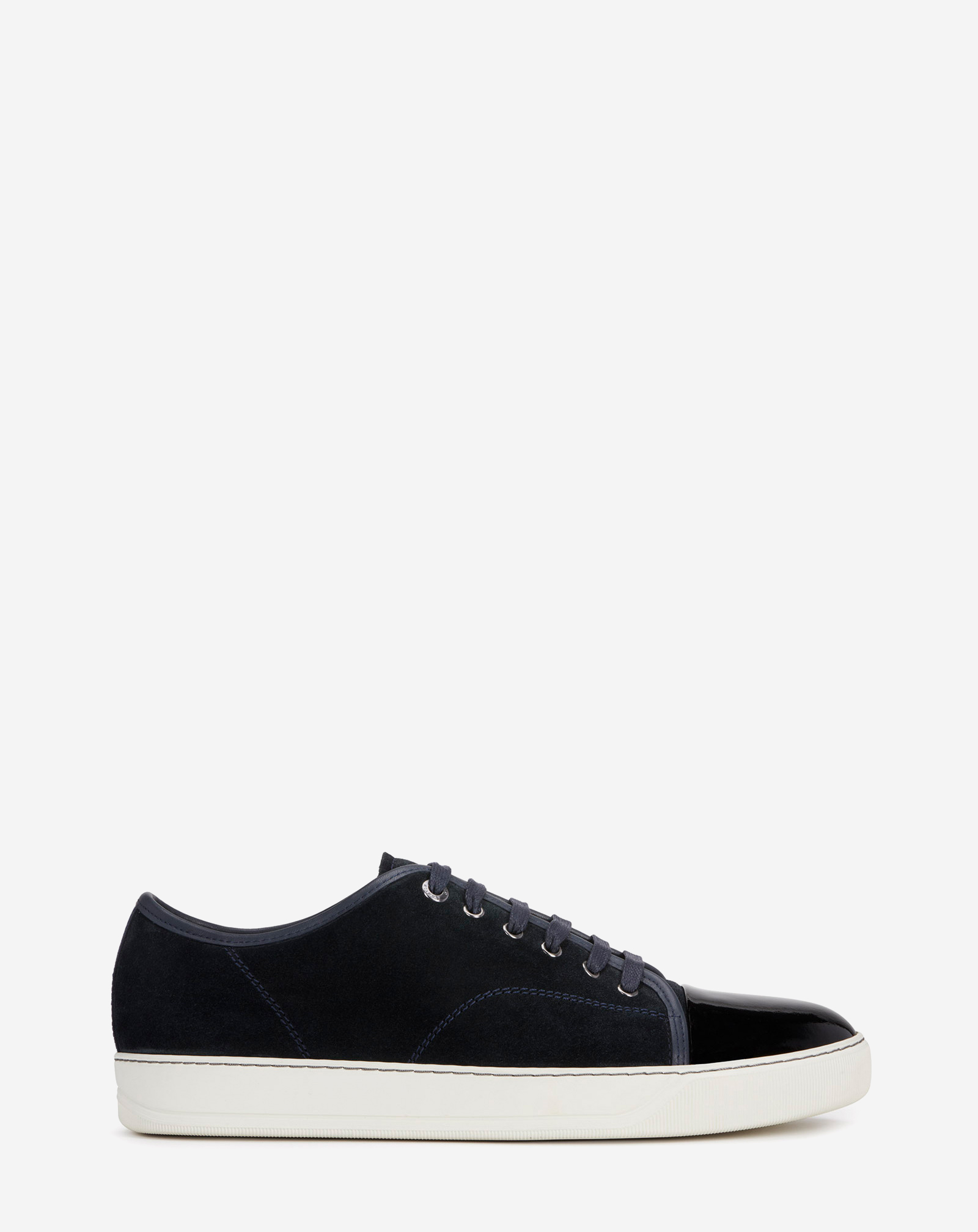 Lanvin Dbb1 Suede And Patent Leather Trainers For Men In Navy Blue