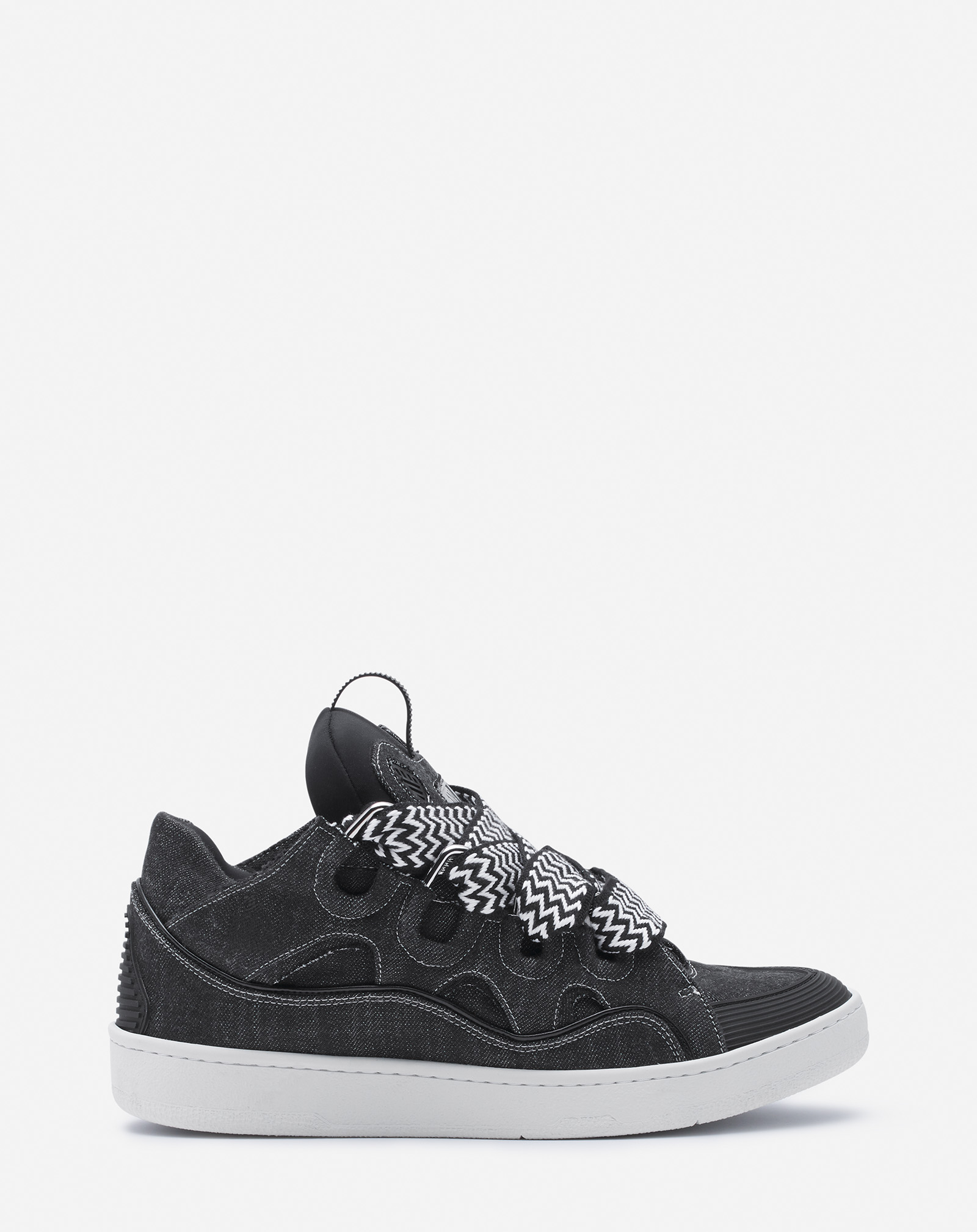 Shop Lanvin Sneakers Curb En Denim Pour Homme In Noir