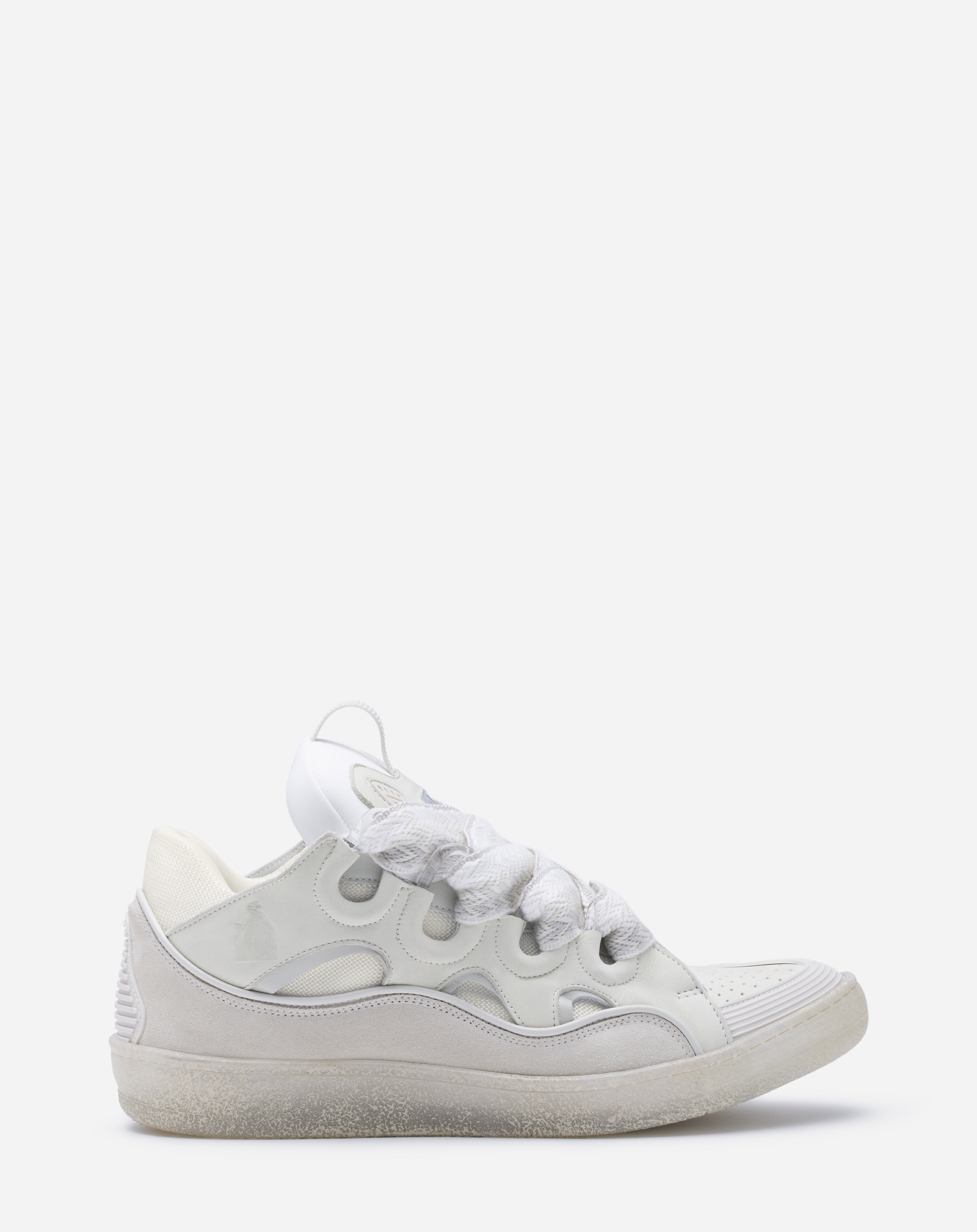 Shop Lanvin Sneakers Curb En Cuir Pour Homme In Blanc