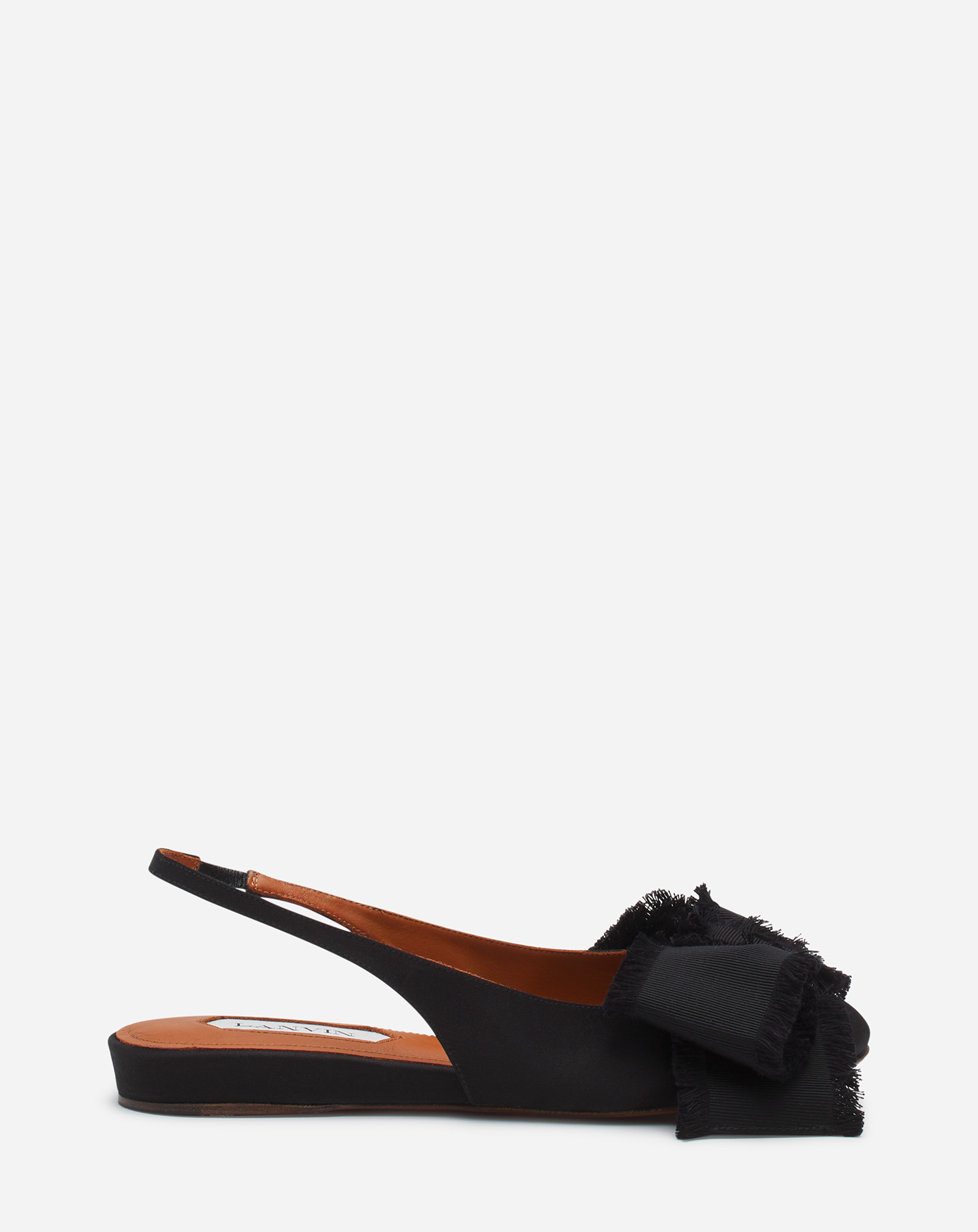 Shop Lanvin Slingback Ballerine En Satin Pour Femme In Noir