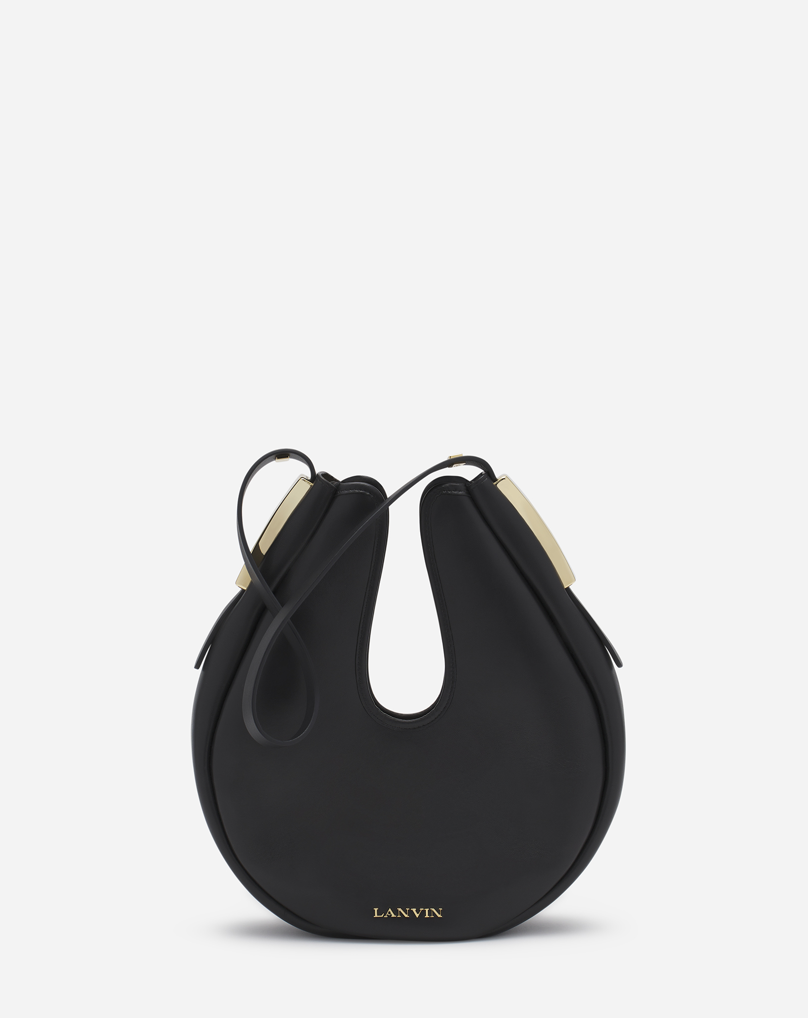 Shop Lanvin Sac Hobo Cymbal En Cuir Pour Femme In Noir