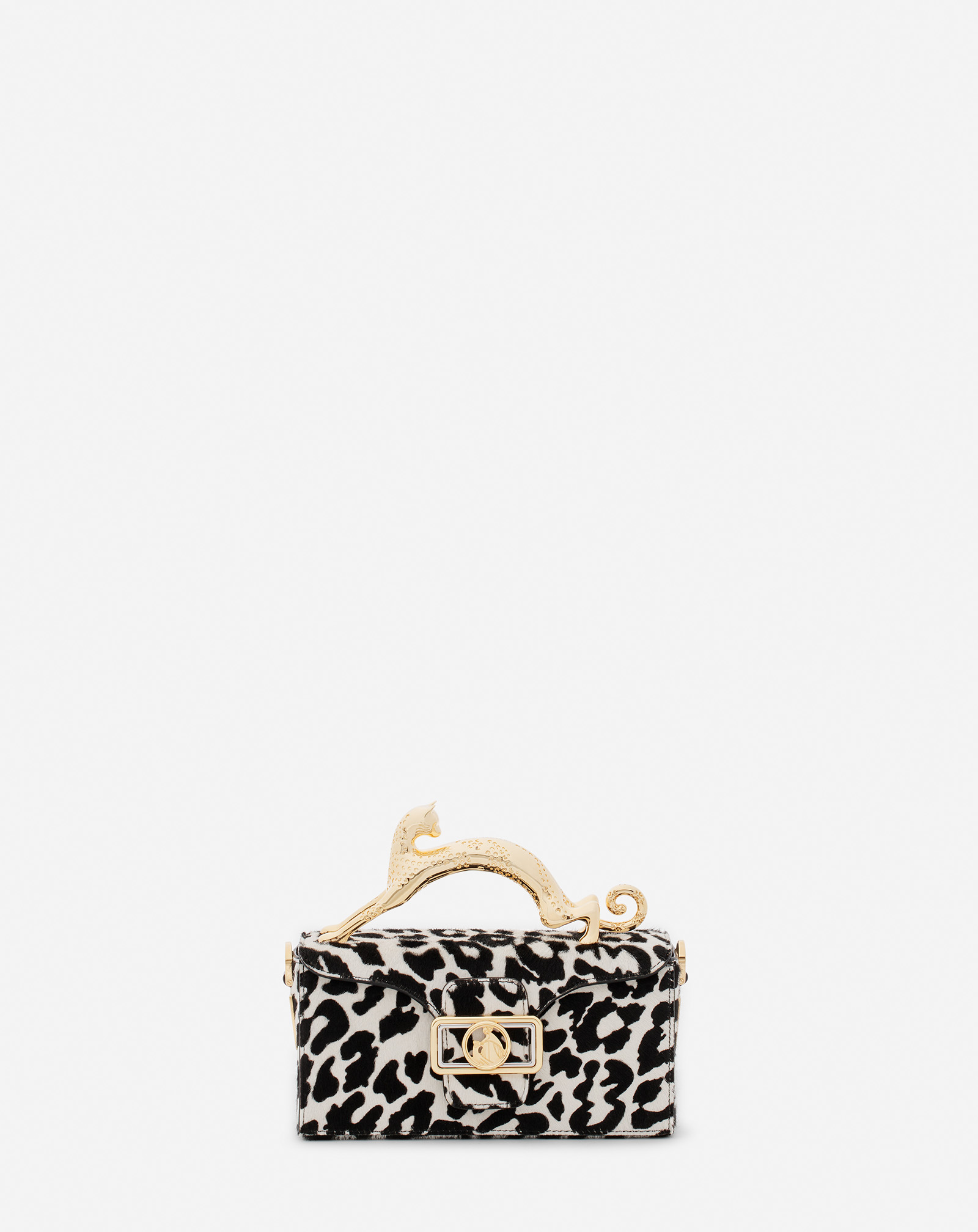 Shop Lanvin Sac Pencil Cat Nano En Cuir A Effet Pony Pour Femme In Noir/blanc