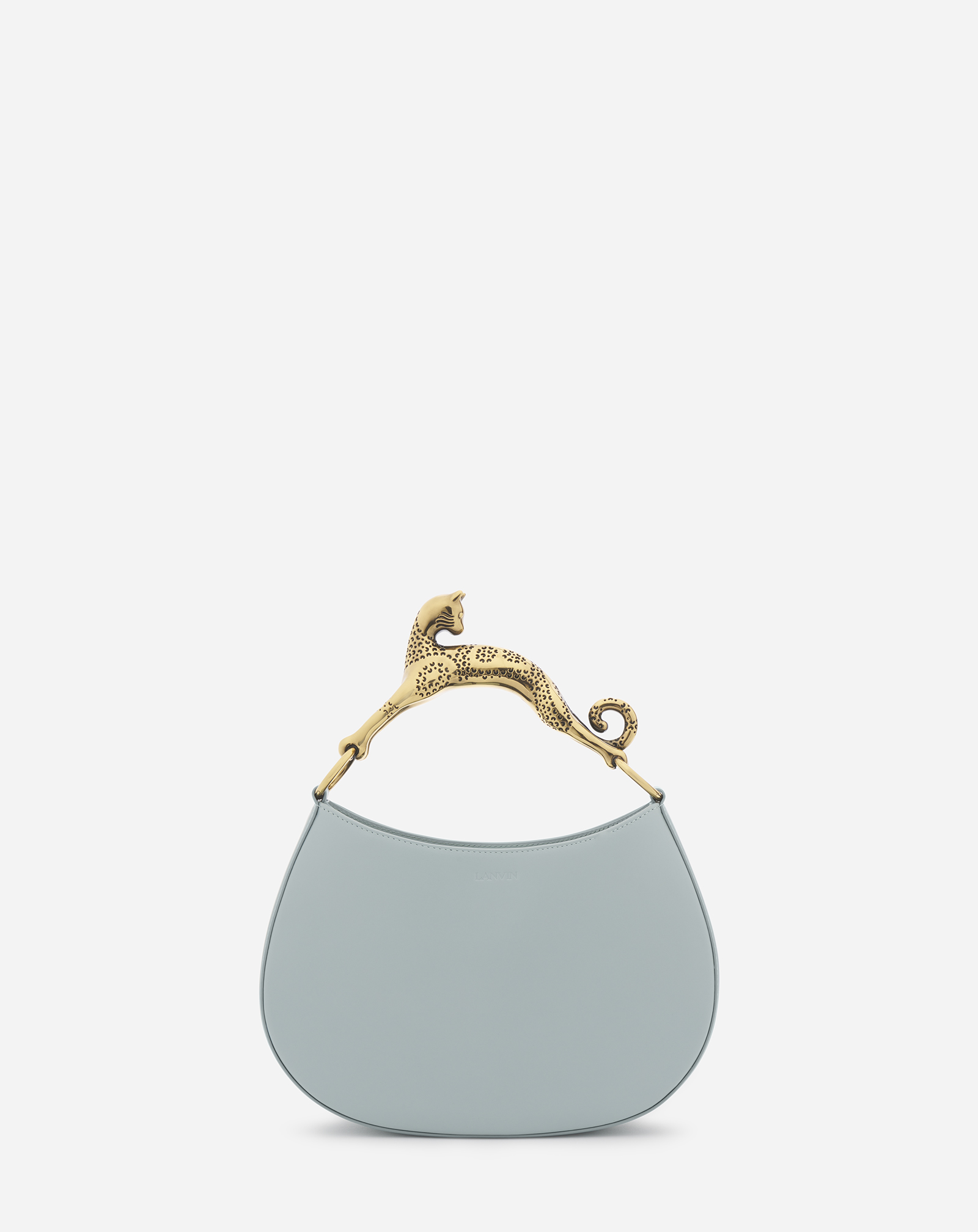 Lanvin Small Leather Hobo Cat Bag For Women In Ice Blue