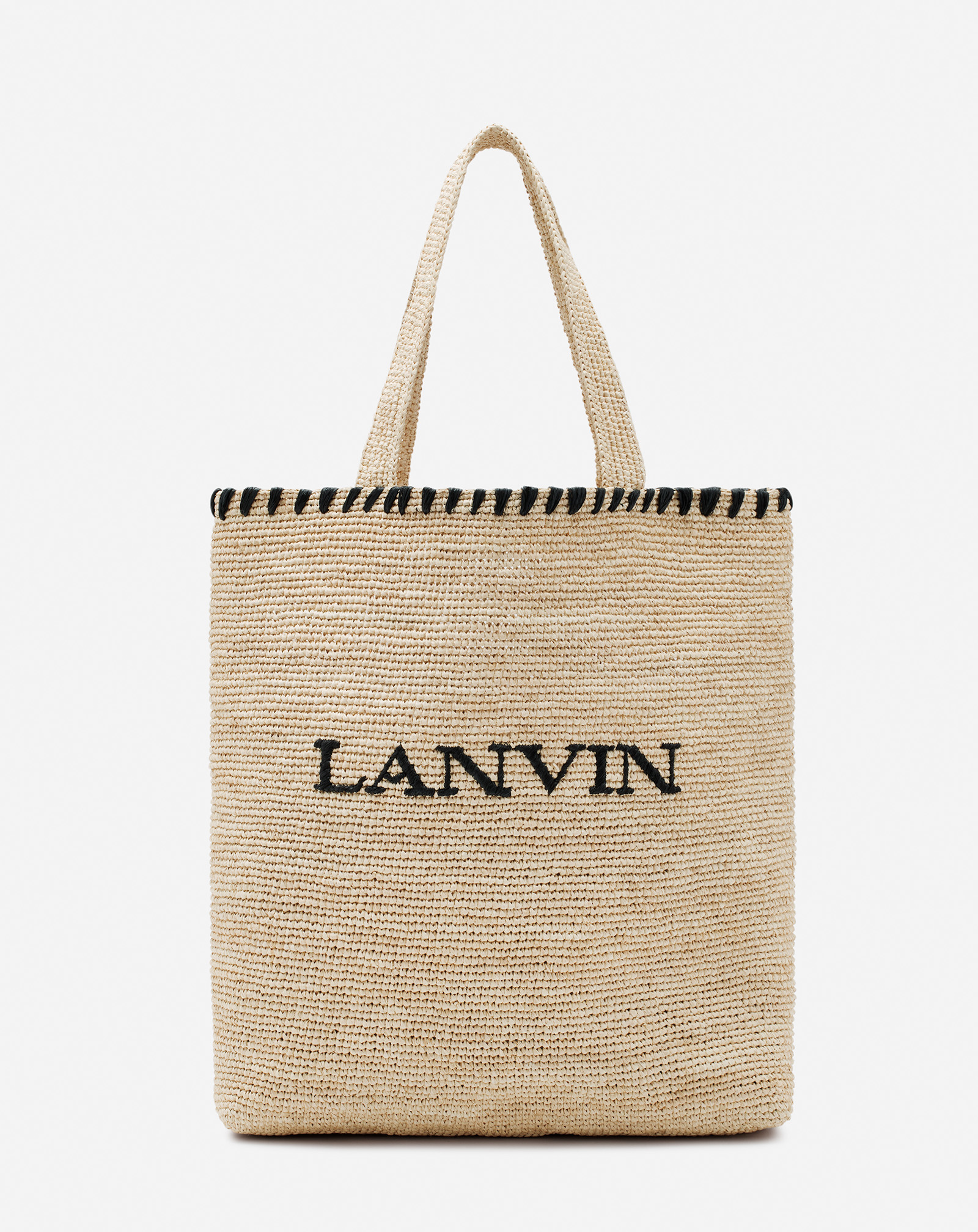 Shop Lanvin Sac Cabas  En Raphia Pour Femme In Naturel/noir