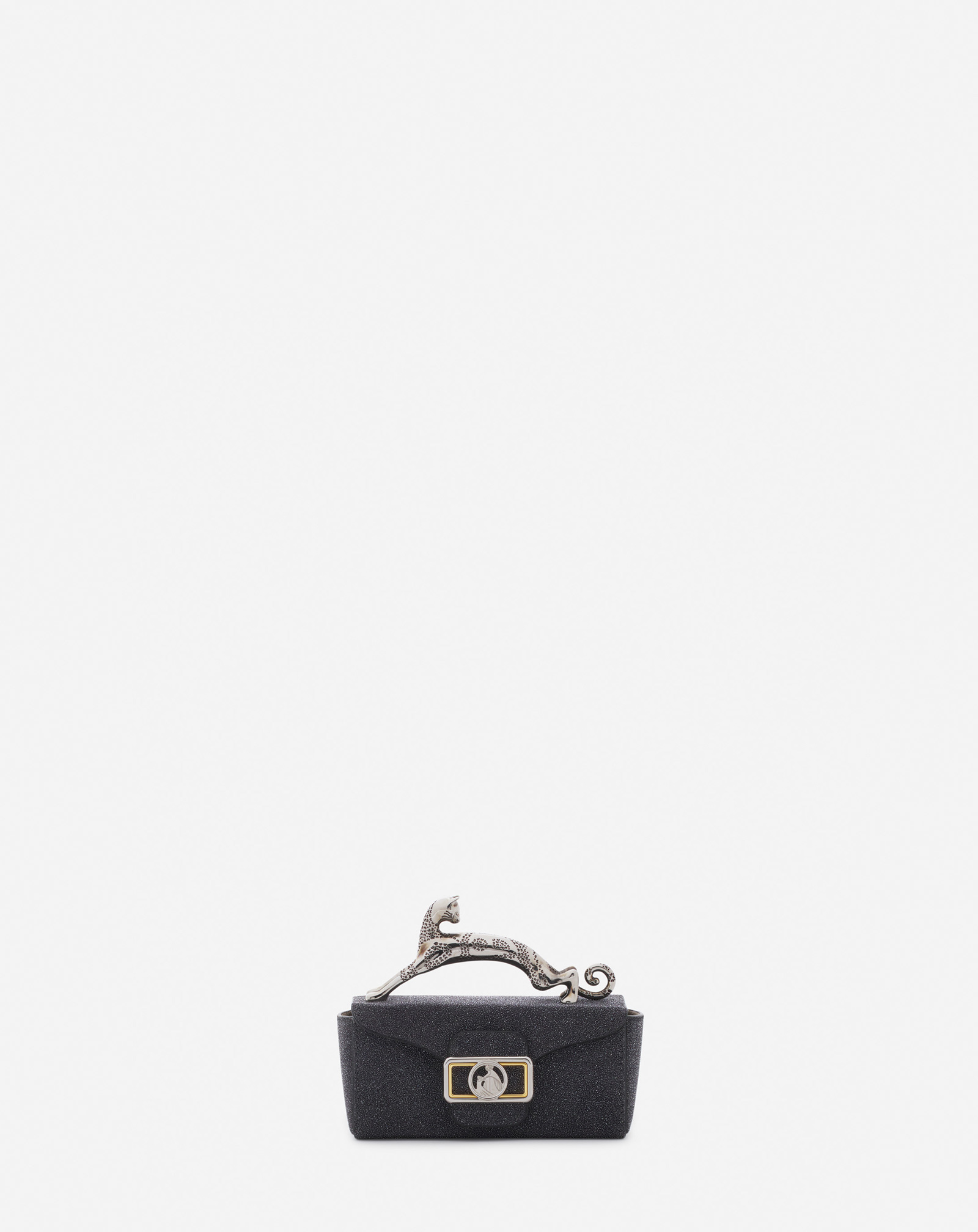 Shop Lanvin Sac Pencil Cat Micro En Suede Pour Femme In Noir