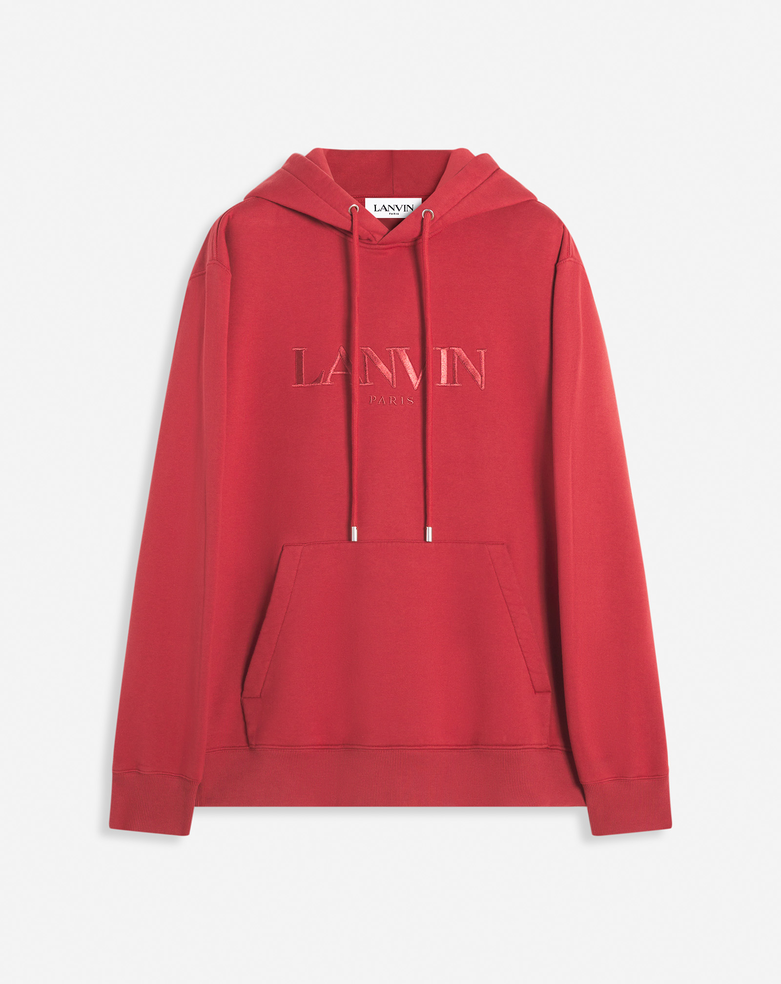 Shop Lanvin Hoodie Ample Brodé  Paris Pour Homme In Rouge Turc