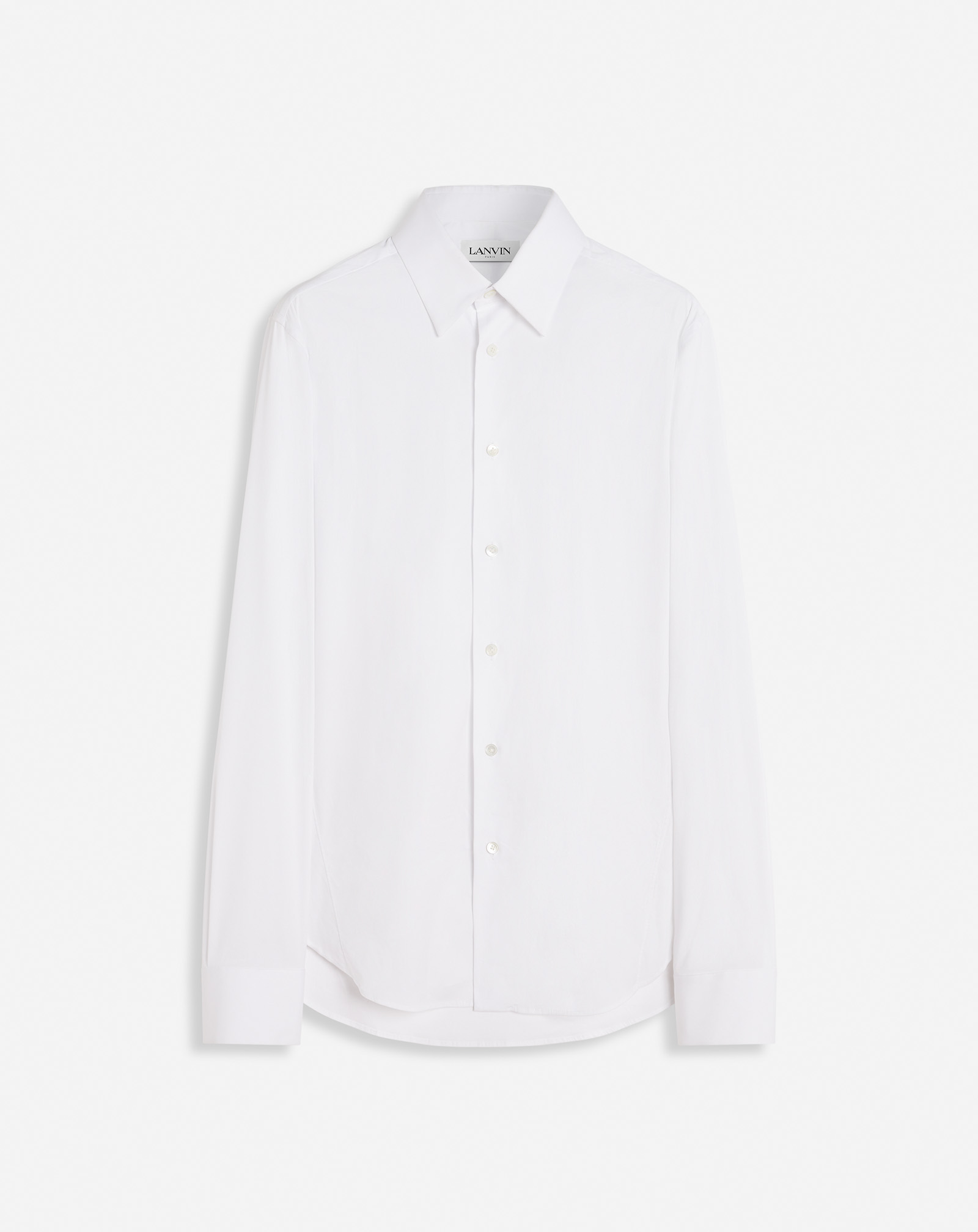 Lanvin Slim Fit Shirt With Visible Buttons For Men In White