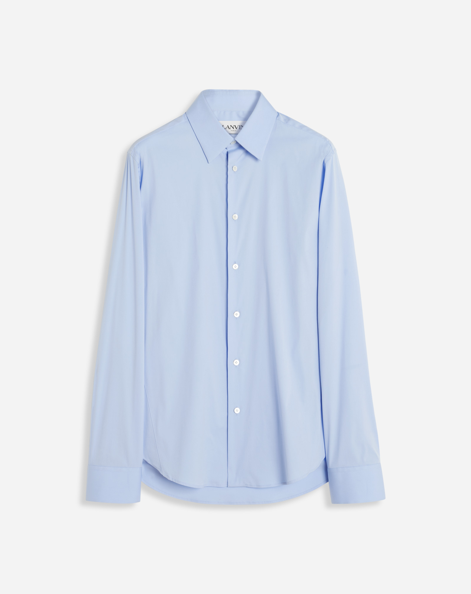 Lanvin Slim Fit Shirt With Visible Buttons For Men In Blue