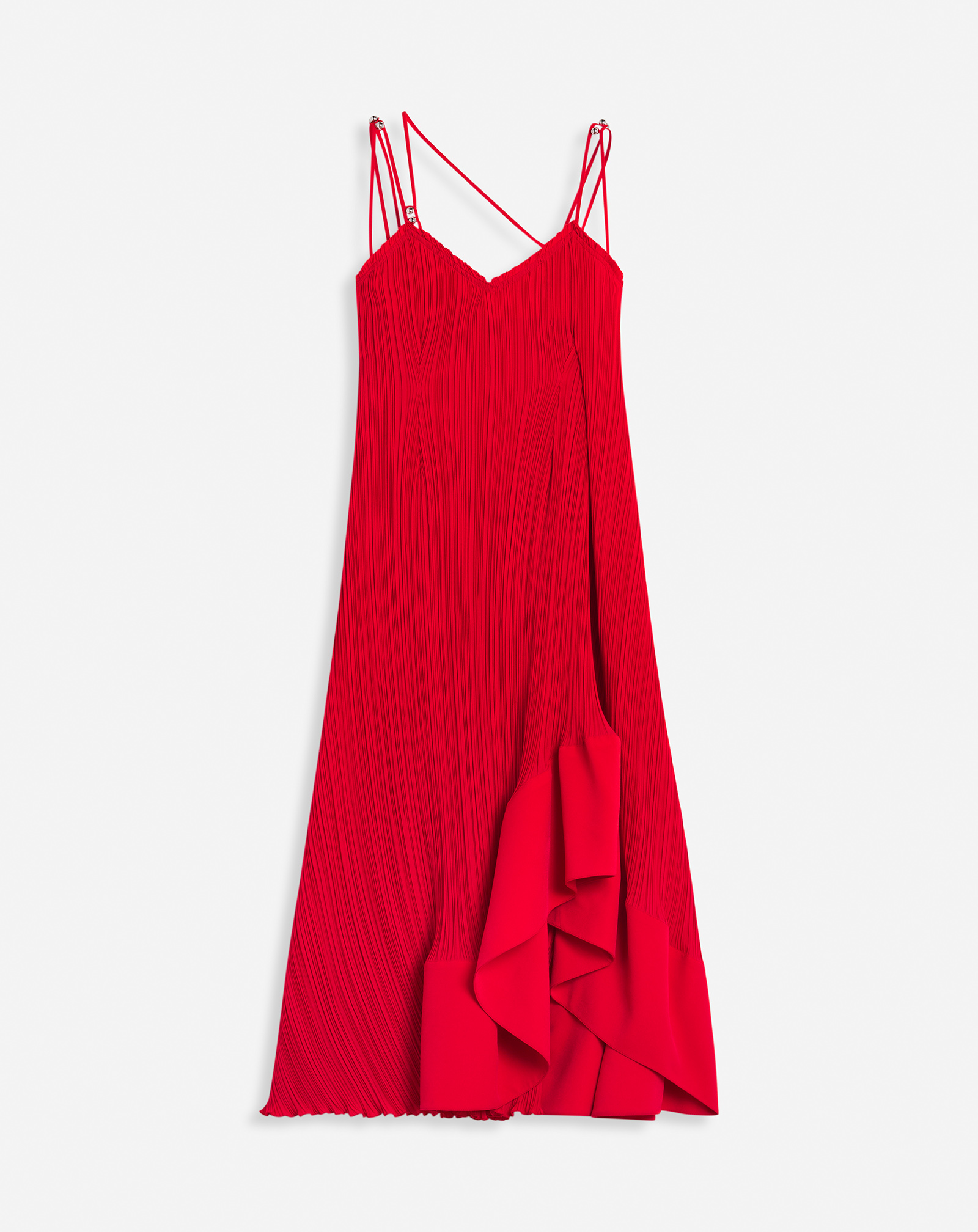 Lanvin Robe Longue Plissée À Bretelles Pour Femme In Red