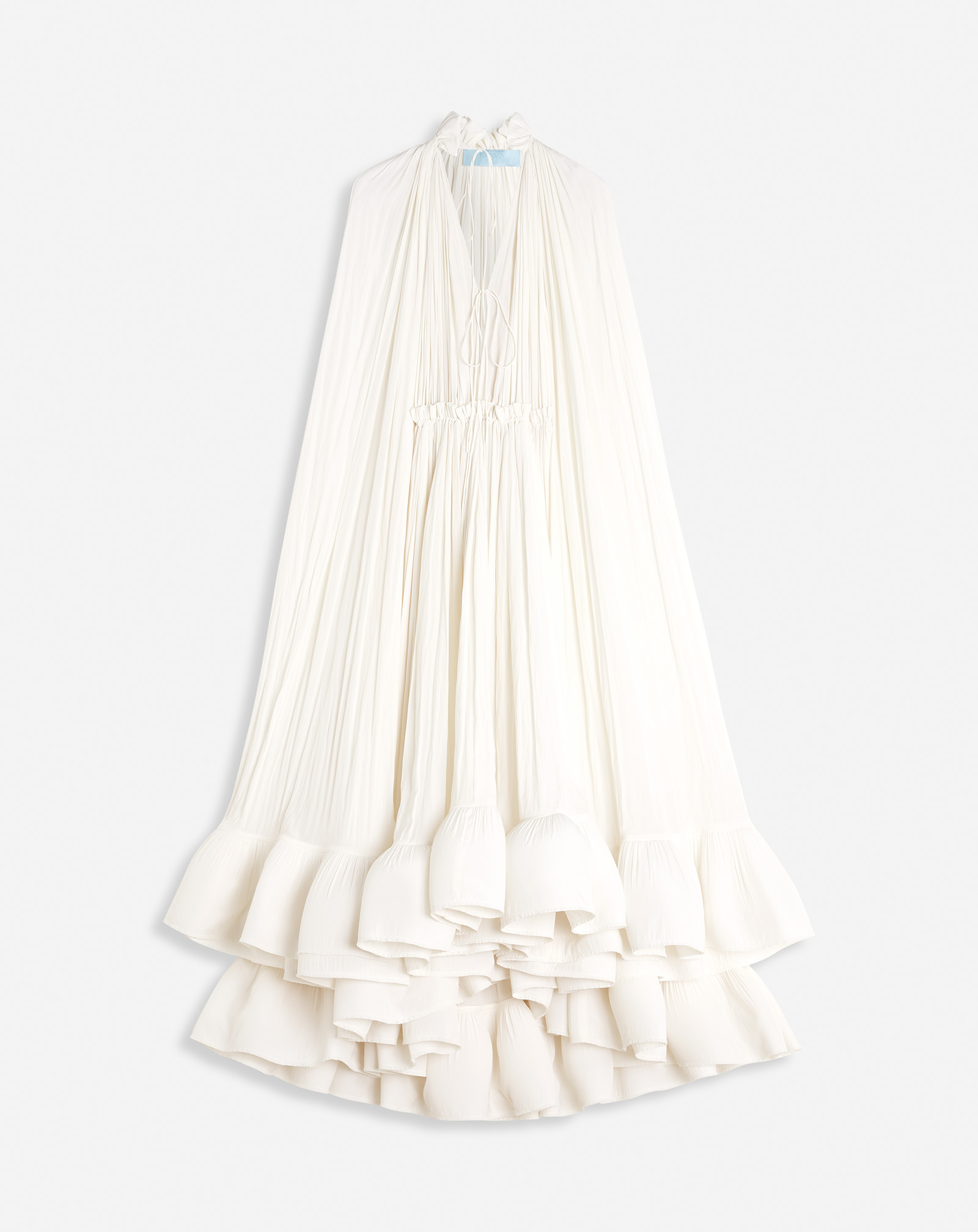 Lanvin Long Ruffle Dress In Charmeuse For Women In White