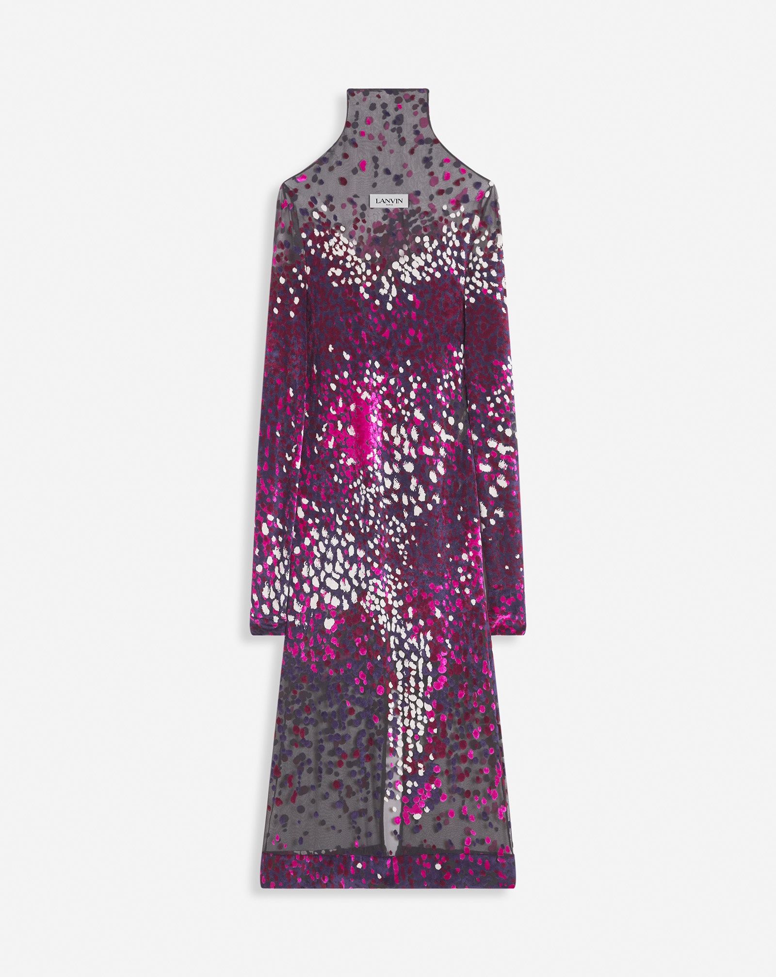 Shop Lanvin Robe En Jersey Dévoré Pour Femme In Fuchsia/encre Japonaise