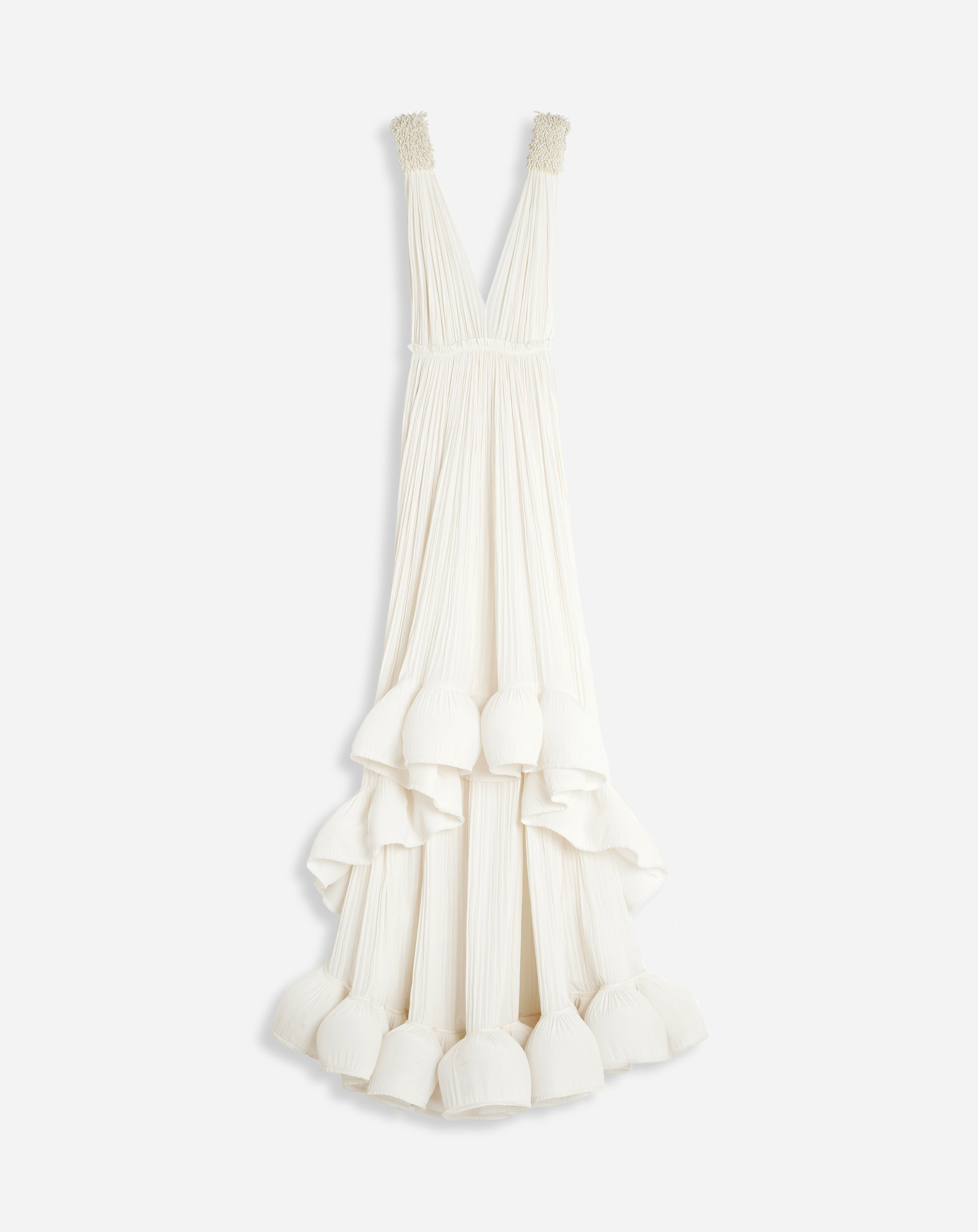 Shop Lanvin Robe Du Soir Longue En Charmeuse Pour Femme In Off White