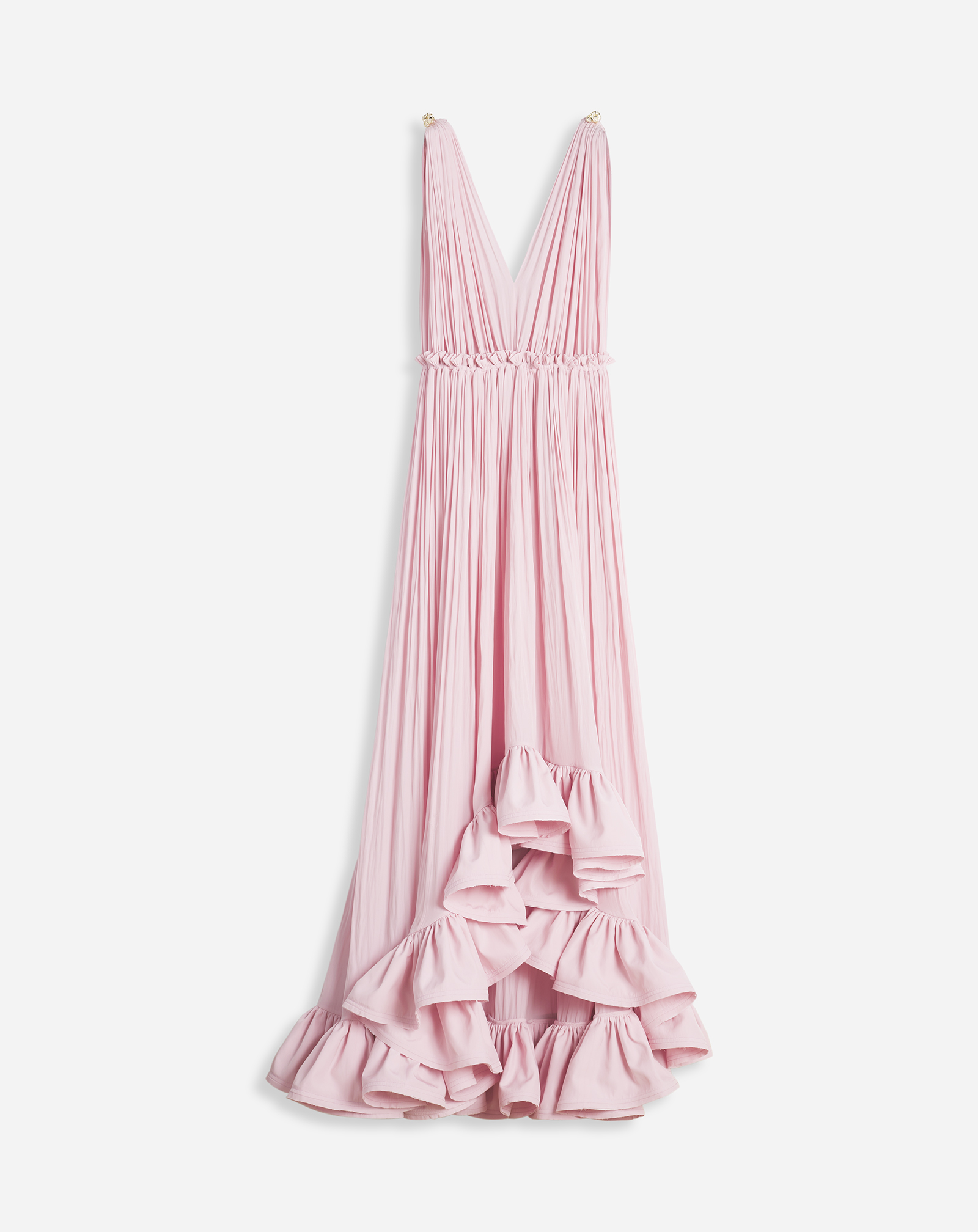 Shop Lanvin Robe Longue À Volants Pour Femme In Rose Pâle