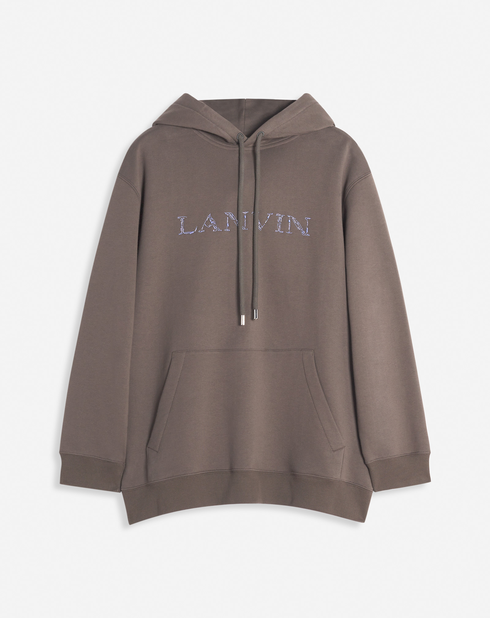 Shop Lanvin Hoodie Oversize Brodé  Perle Pour Femme In Ombre