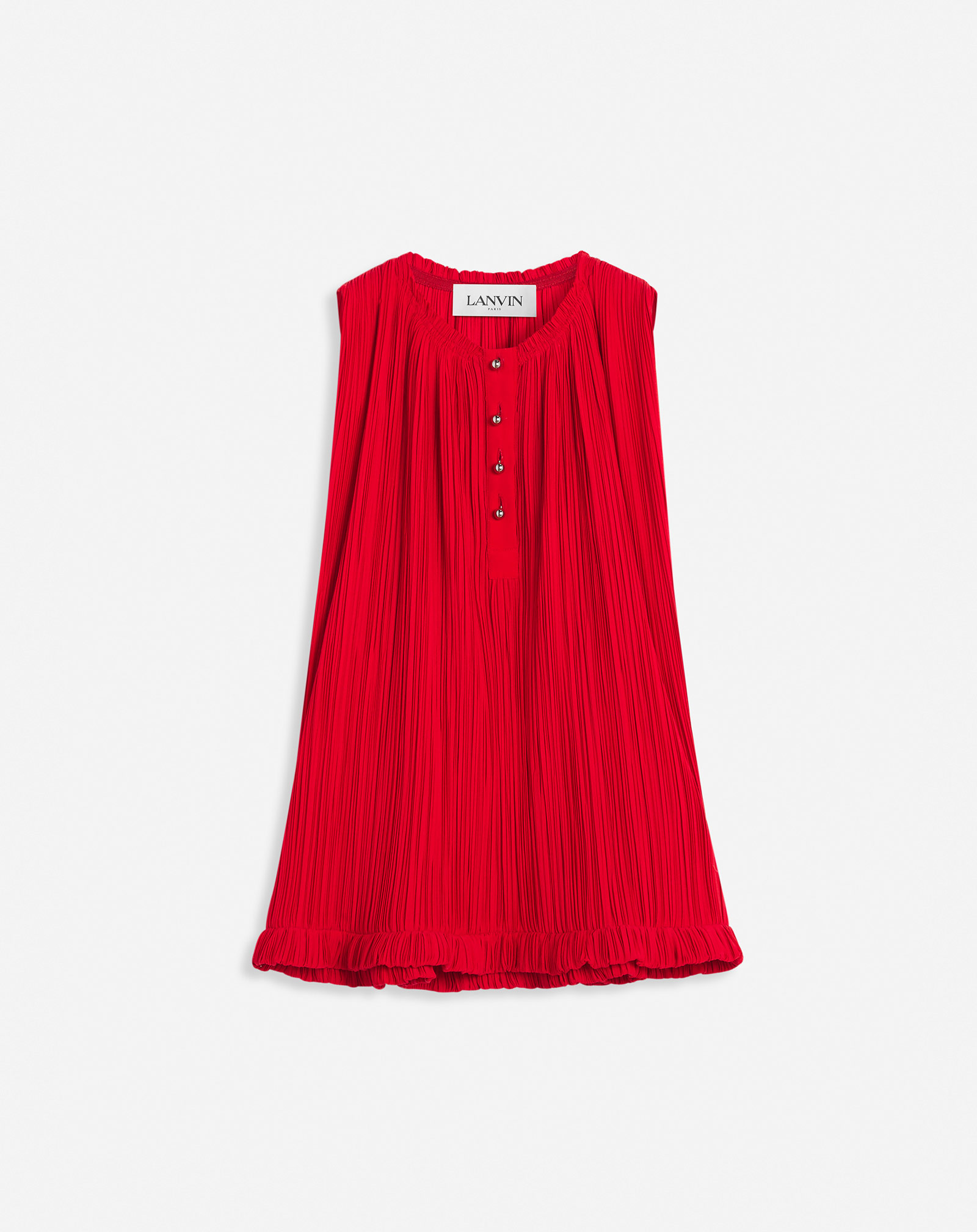 Lanvin Haut Plissé Sans Manches Pour Femme In Red