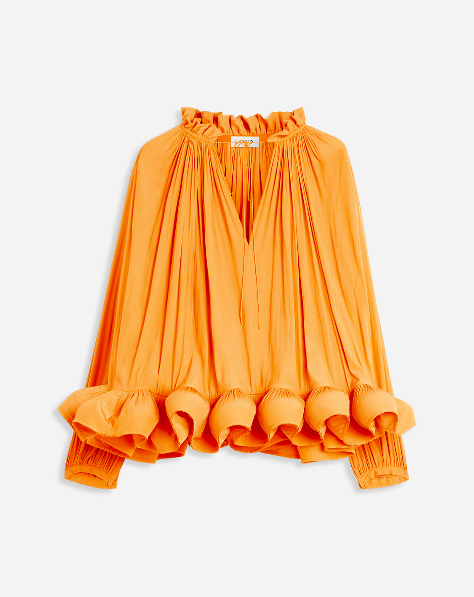 Lanvin Long-sleeve Charmeuse Blouse For Women In Orange