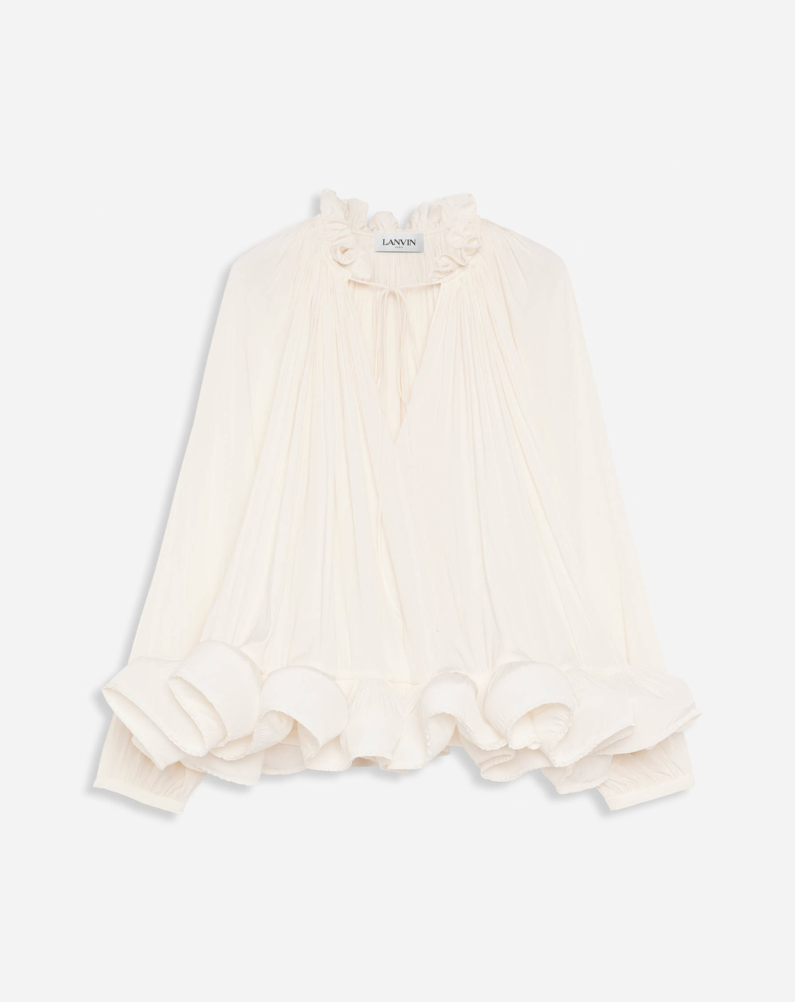 Lanvin Long-sleeve Charmeuse Blouse For Women In White