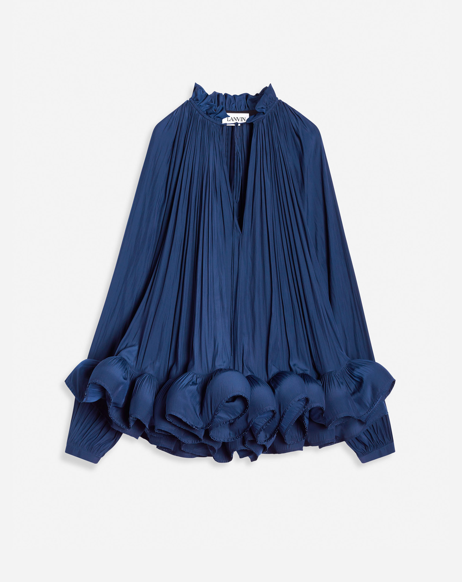 Lanvin Long-sleeve Charmeuse Blouse For Women In Blue