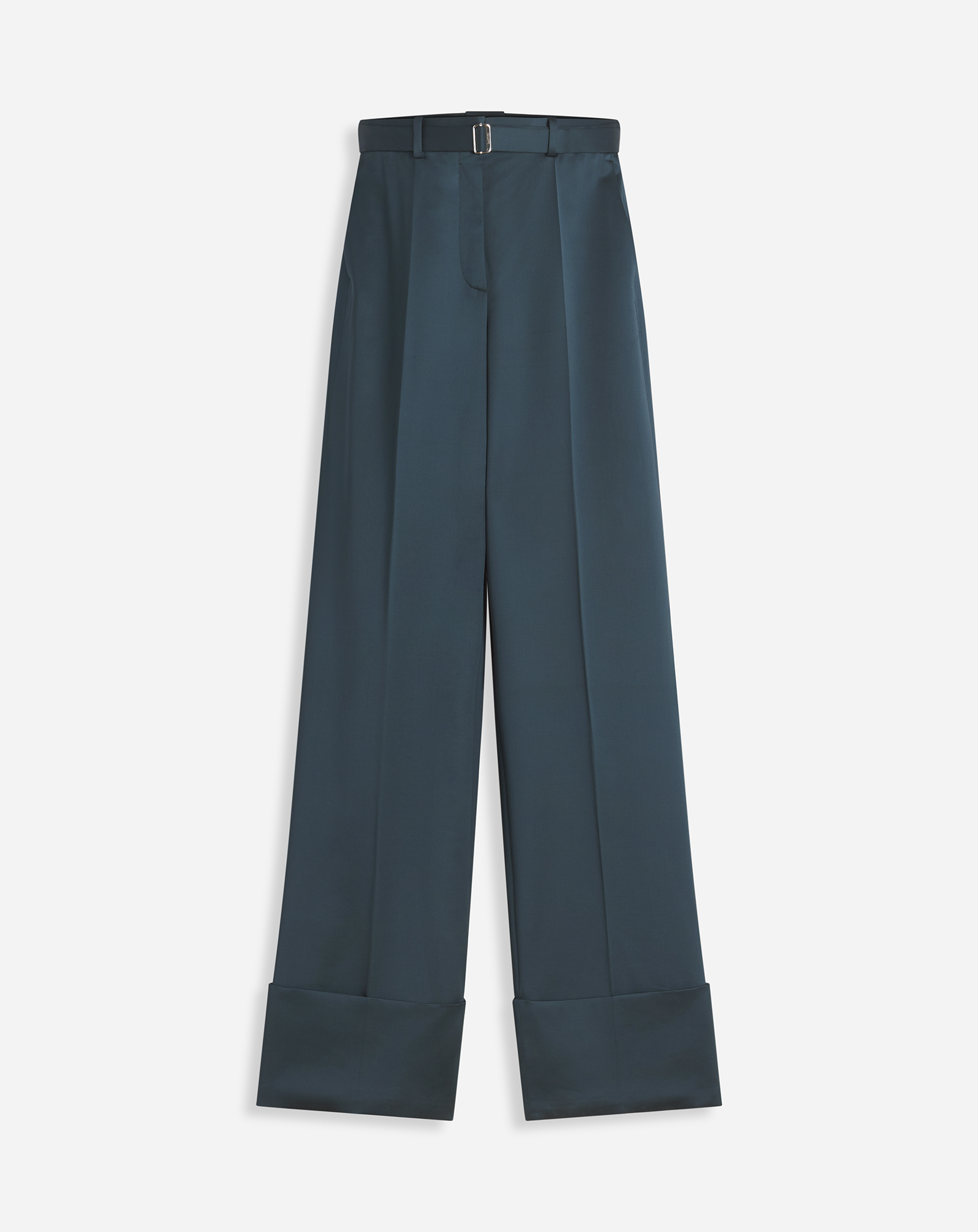 Shop Lanvin Pantalon Large À Revers Pour Femme In Vert Foret